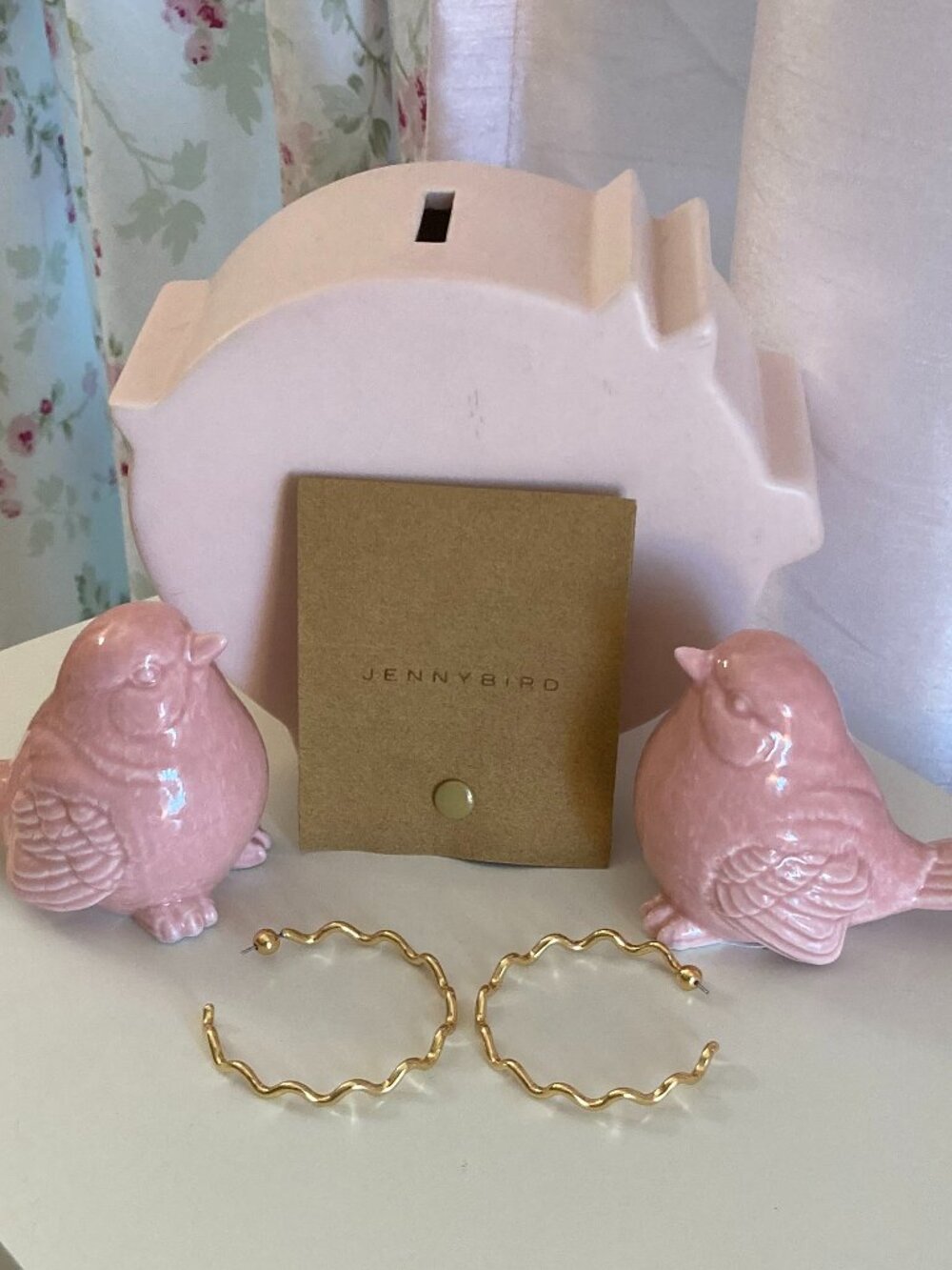 Jenny Bird gold squiggle hoops